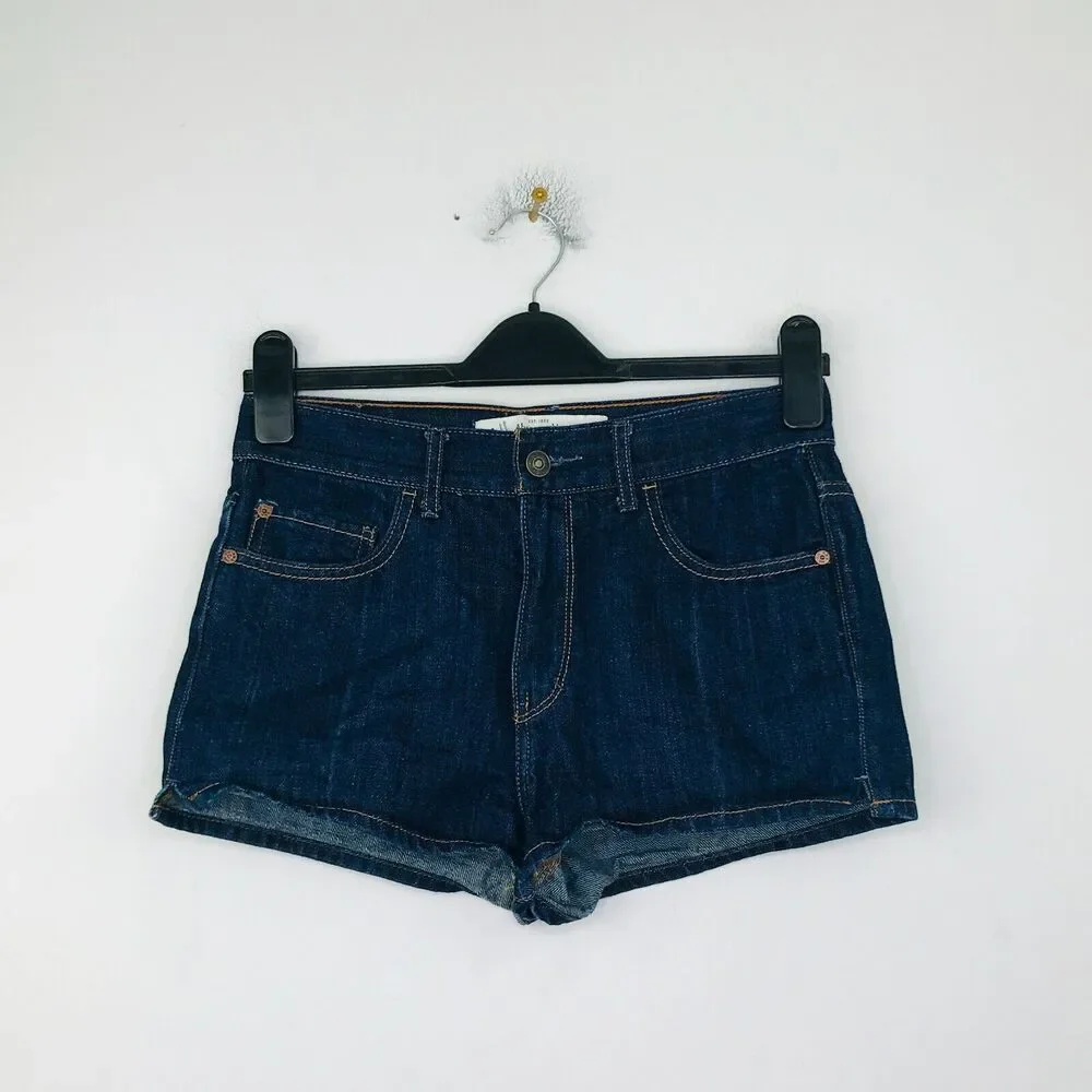 Abercrombie Women's 2 Denim Shorts Blue Dark Wash Mid Rise Hot Pants CE27